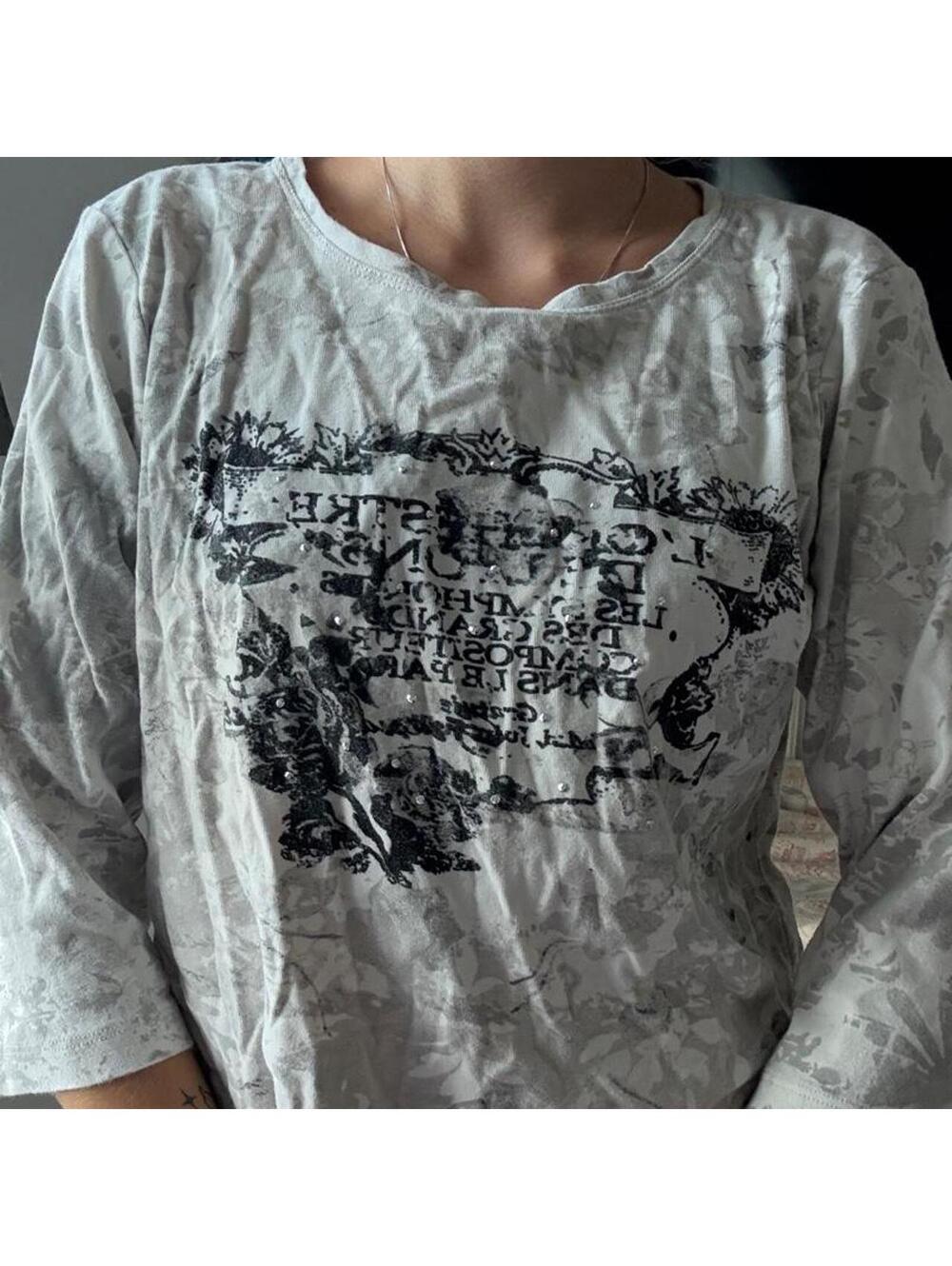 Harley Davidson Women's Grey and White Shirt